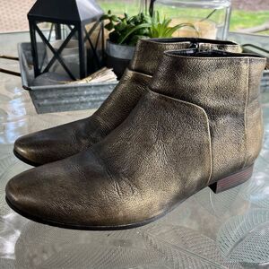 Cole Haan Metallic Bronze Leather Ankle Booties